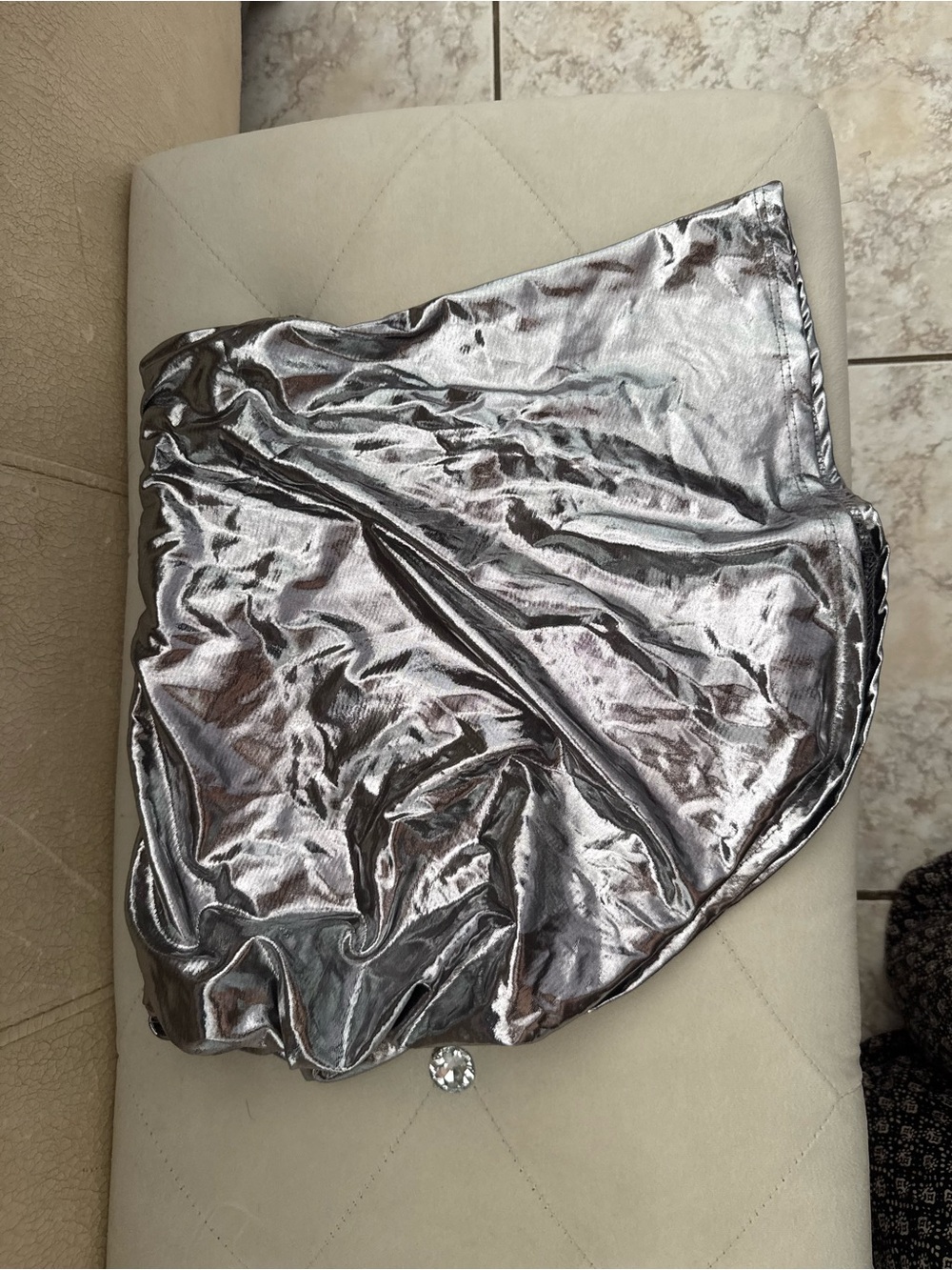 Metallic Silver Mini Skirt